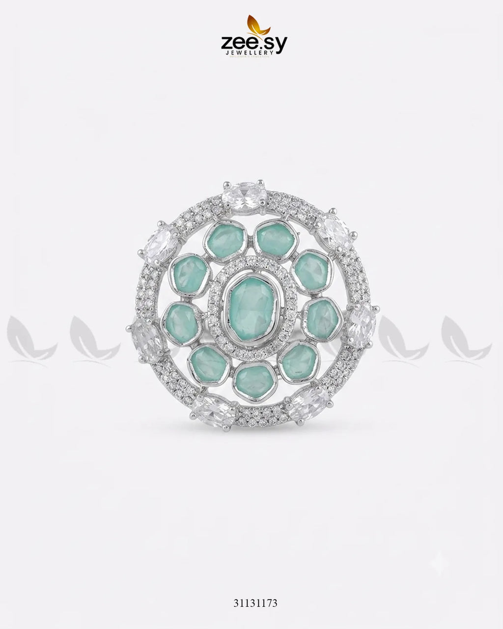 Silver Stunning Circle Crystal Ring