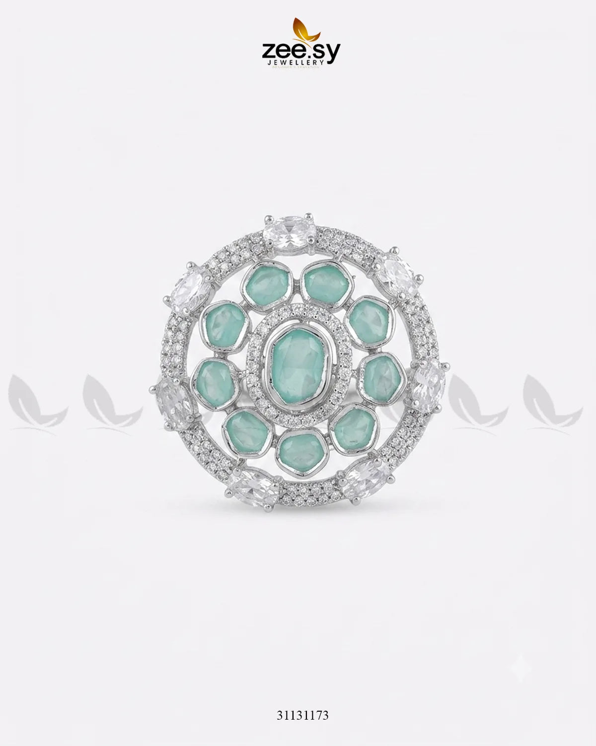 Silver Stunning Circle Crystal Ring