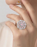 Silver Stunning Circle Crystal Ring