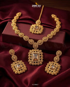 Square Bold Stone Necklace Set