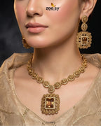 Square Bold Stone Necklace Set