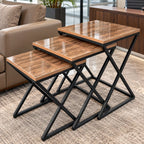 The Xandra Trio – Woodgrain Nesting Tables (Set of 3)
