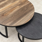 The Contrast Duo – Woodgrain & Charcoal Nesting Coffee Tables