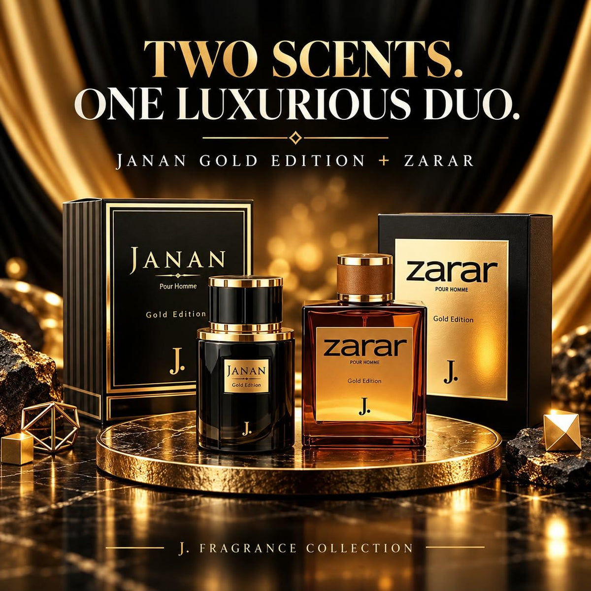 J. Janan Gold Edition + Zarar Gold Edition – Luxury Perfume Duo for Men