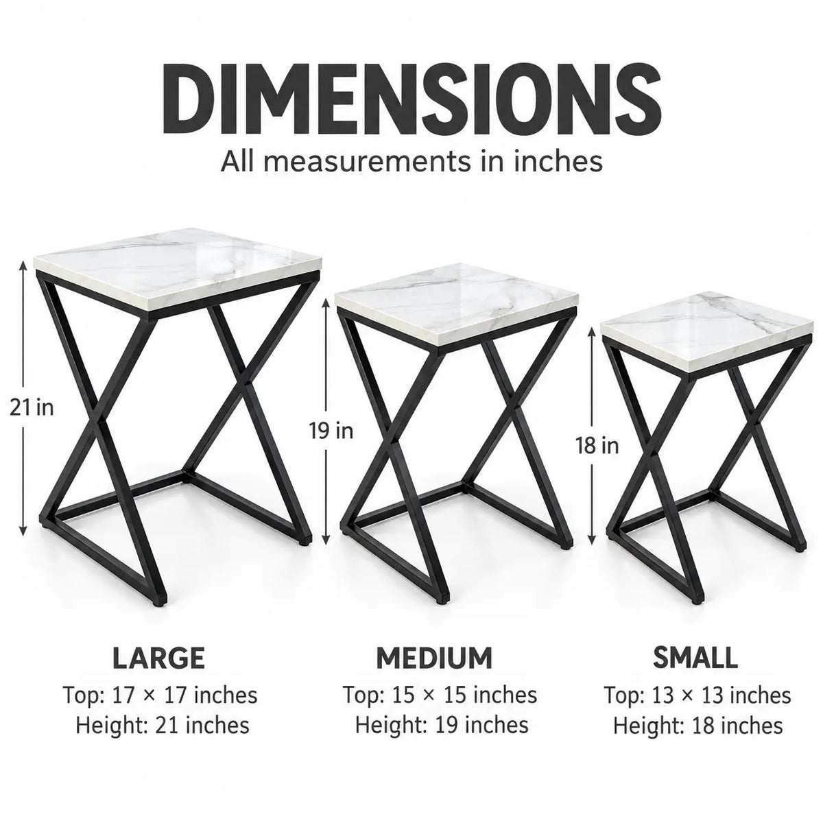 The Carrara Trio – White Marble-Look Nesting Tables (Set of 3)