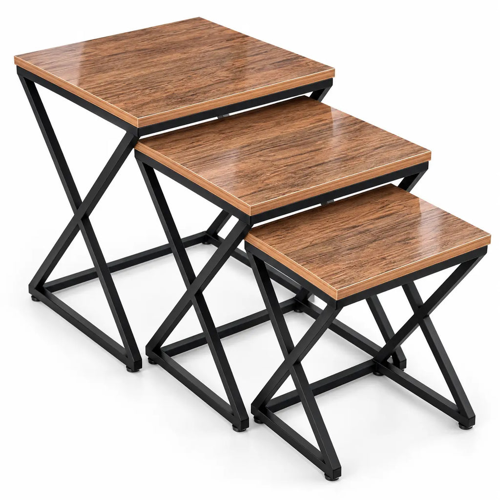 The Xandra Trio – Woodgrain Nesting Tables (Set of 3)