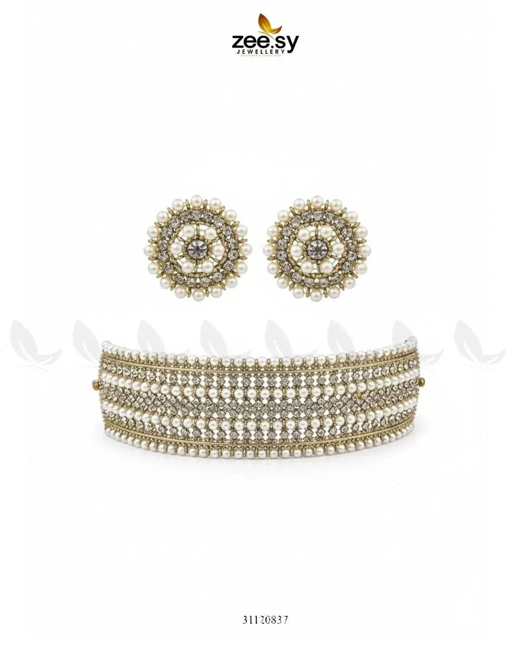 Elegant Beaded Pearl Choker Set
