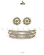 Elegant Beaded Pearl Choker Set