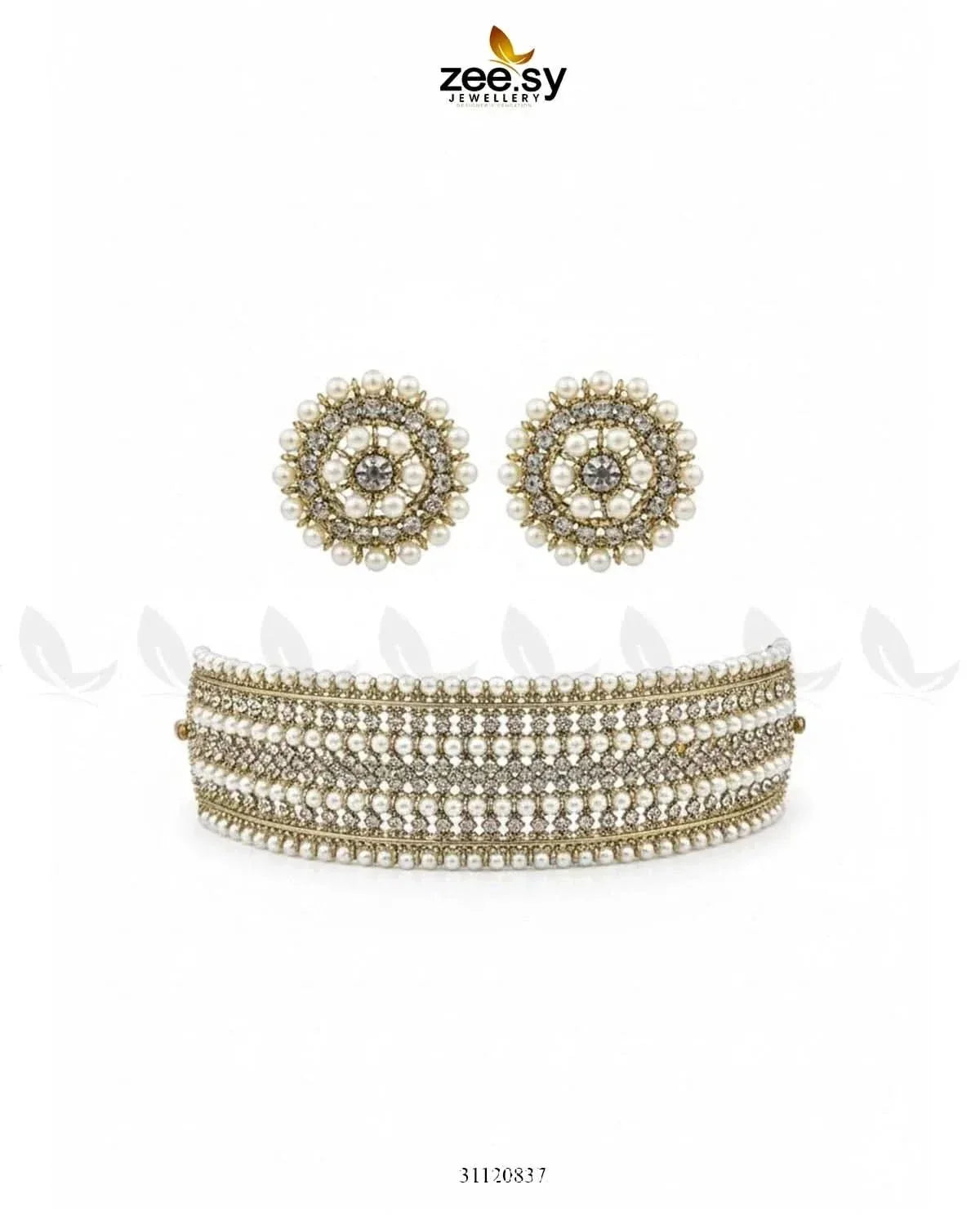 Elegant Beaded Pearl Choker Set