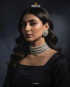 Elegant Beaded Pearl Choker Set