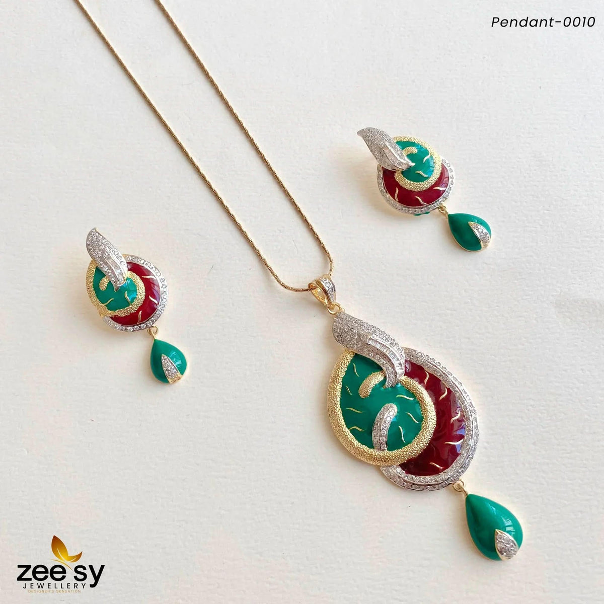 Enamel Teardrop Modern Pendant Set